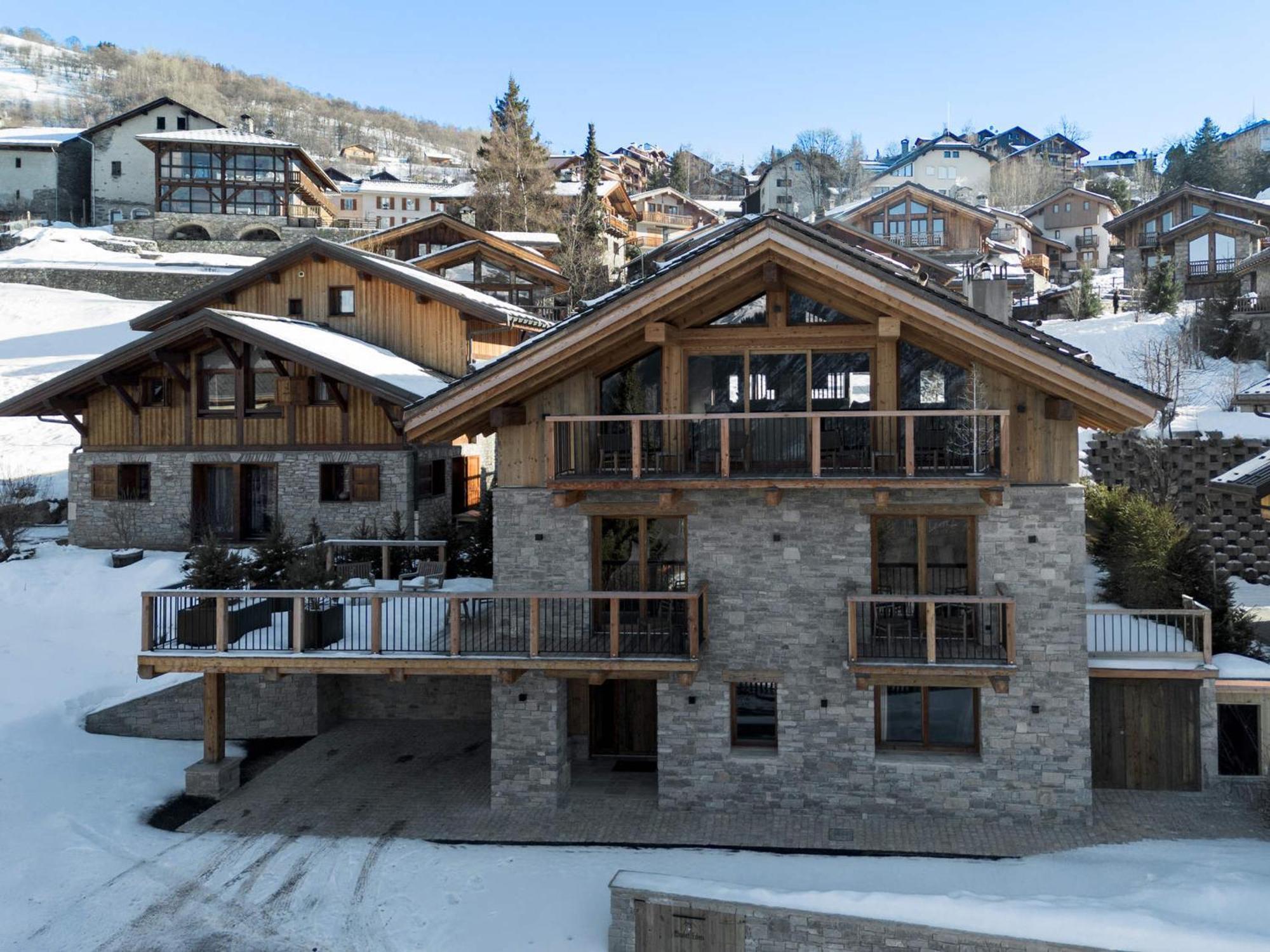 Chalet Spacieux Avec Bain Nordique, Hammam Et Vue Proche Des Pistes - Fr-1-570-66 Villa Saint-Martin-de-Belleville Luaran gambar